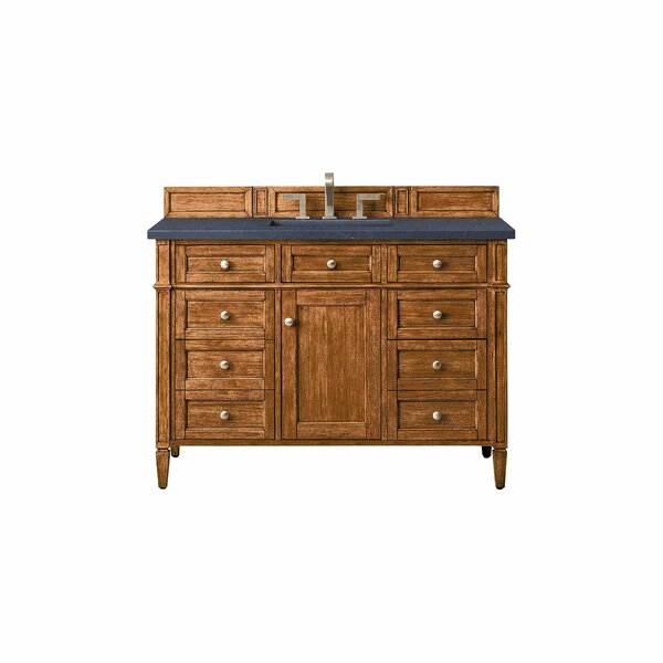 James Martin Vanities Brittany 48in Single Vanity, Saddle Brown w/ 3 CM Charcoal Soapstone Quartz Top 650-V48-SBR-3CSP